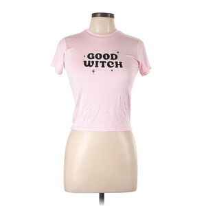 NWT Dolls Kill Pale Pink Good Witch Black Sparkle Baby Tee Size L